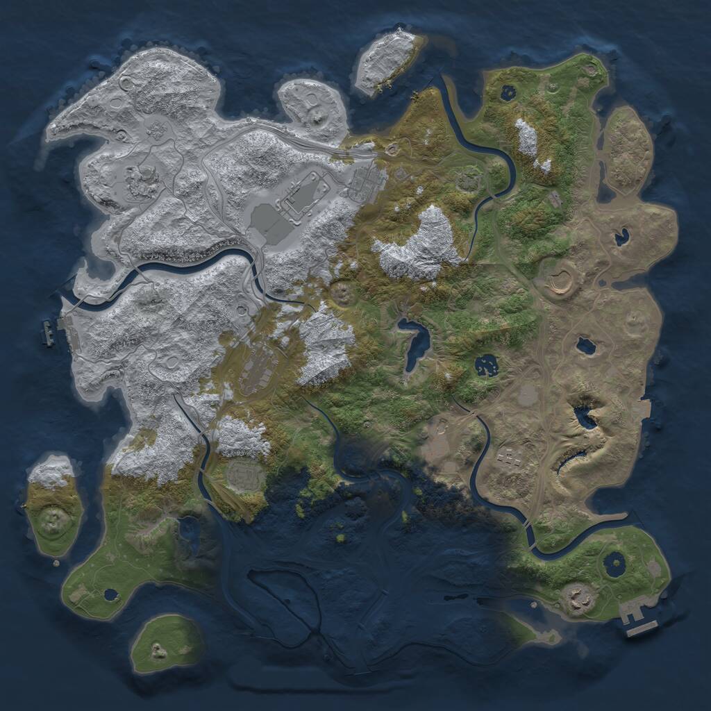 Rust Map: Procedural Map, Size: 4500, Seed: 1721505354, 16 Monuments