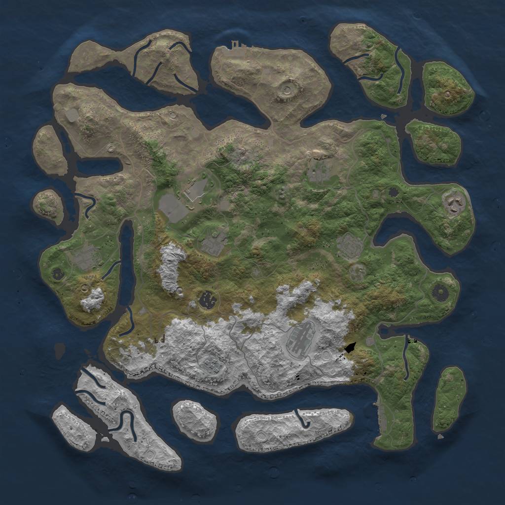 Rust Map: Procedural Map, Size: 4500, Seed: 2029807930, 17 Monuments