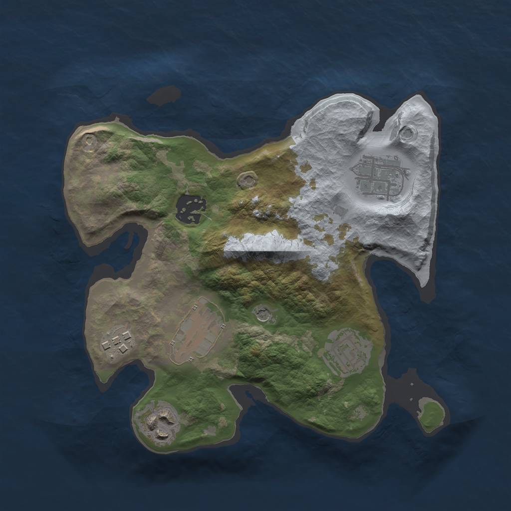 Rust Map: Barren, Size: 2500, Seed: 537, 9 Monuments