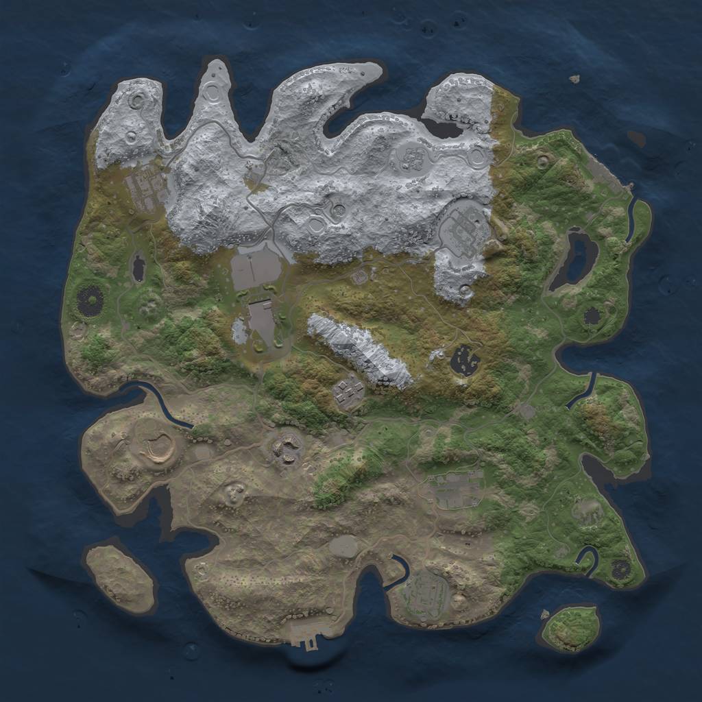Rust Map: Procedural Map, Size: 3600, Seed: 1135235, 16 Monuments