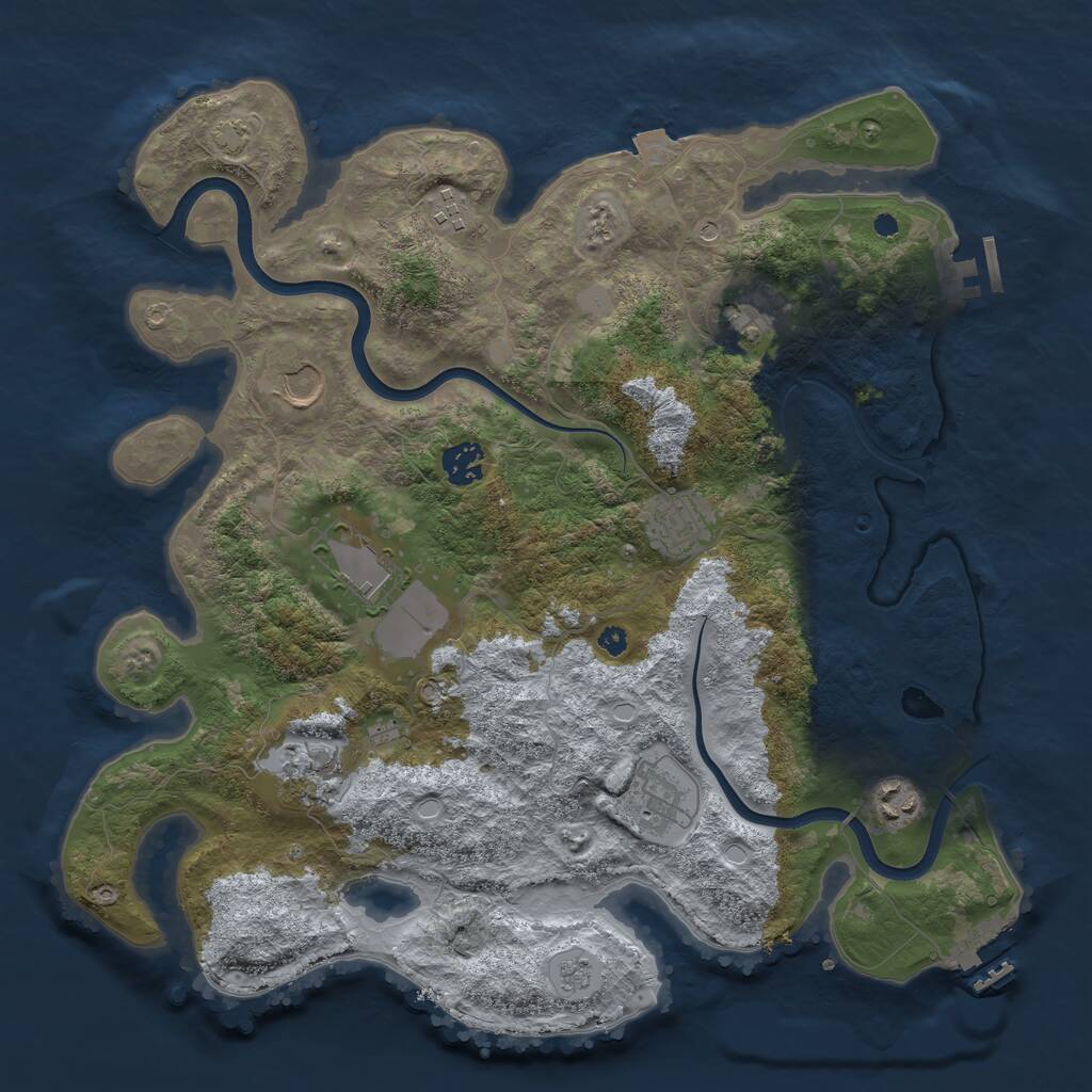 Rust Map: Procedural Map, Size: 3800, Seed: 1965491106, 15 Monuments