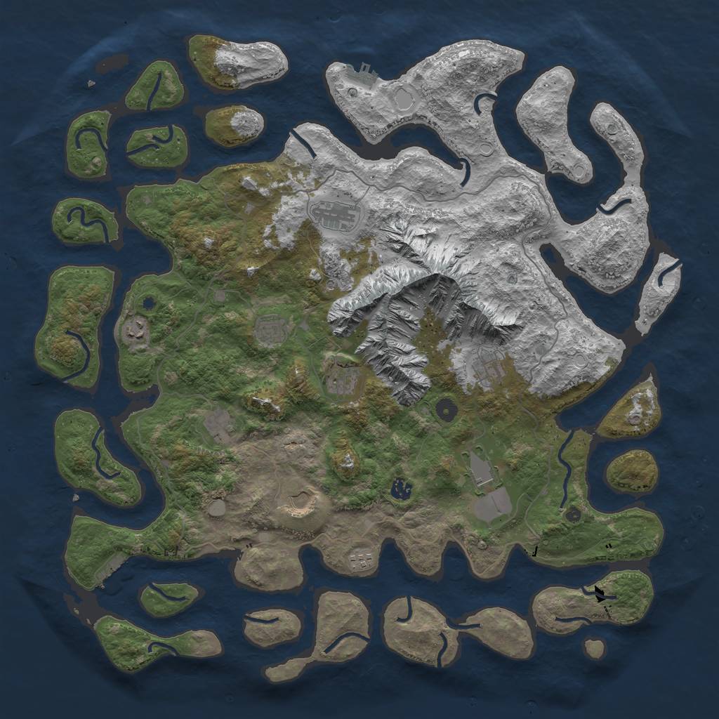 Rust Map: Procedural Map, Size: 5000, Seed: 989864, 18 Monuments