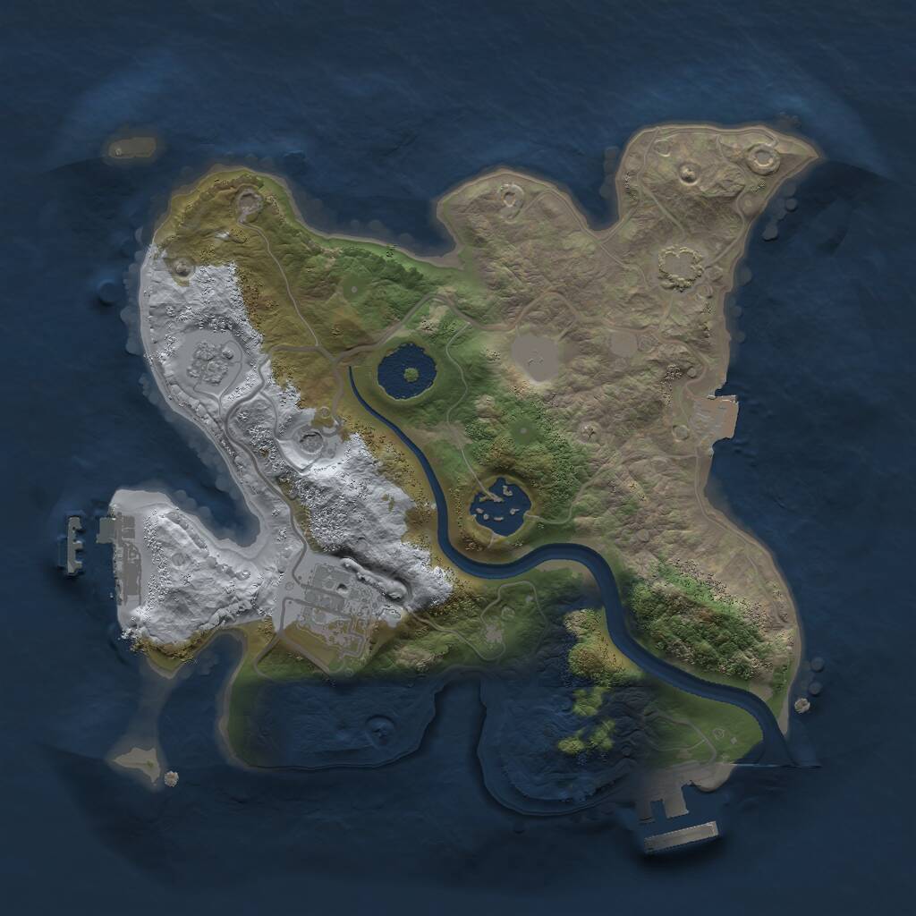 Rust Map: Procedural Map, Size: 2500, Seed: 705732334, 8 Monuments