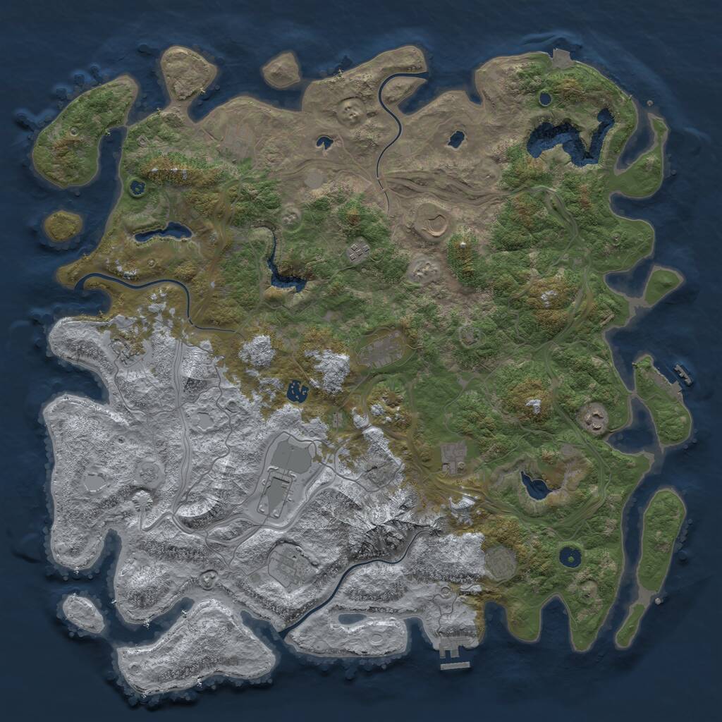 Rust Map: Procedural Map, Size: 5000, Seed: 6954852, 17 Monuments