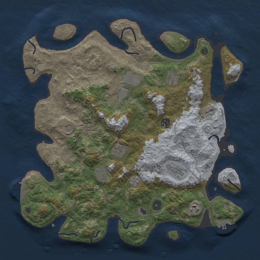 Rust Map: Procedural Map, Size: 4000, Seed: 575022, 17 Monuments