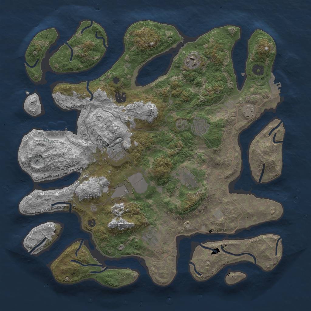 Rust Map: Procedural Map, Size: 4000, Seed: 6738678, 16 Monuments