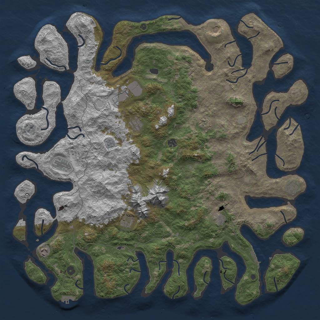 Rust Map: Procedural Map, Size: 5543, Seed: 452351435, 19 Monuments