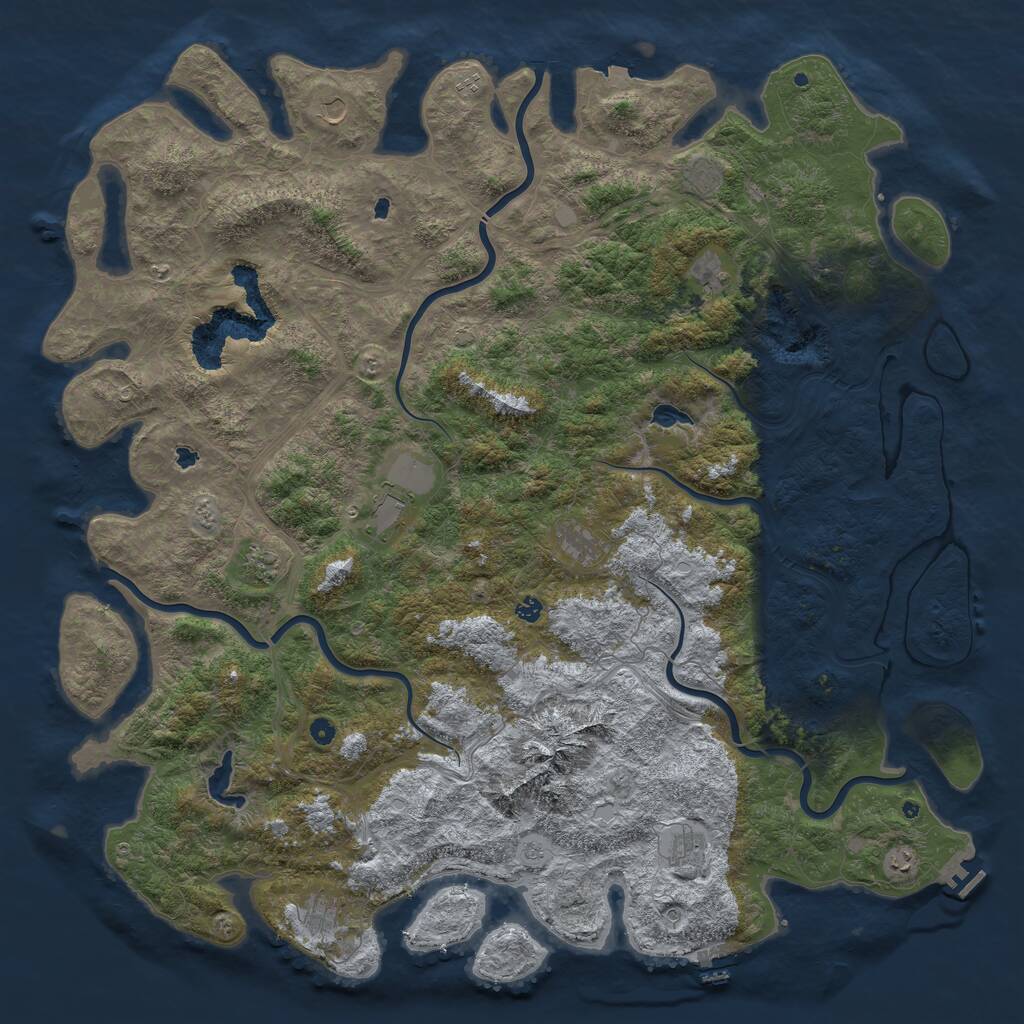 Rust Map: Procedural Map, Size: 6000, Seed: 35920122, 17 Monuments