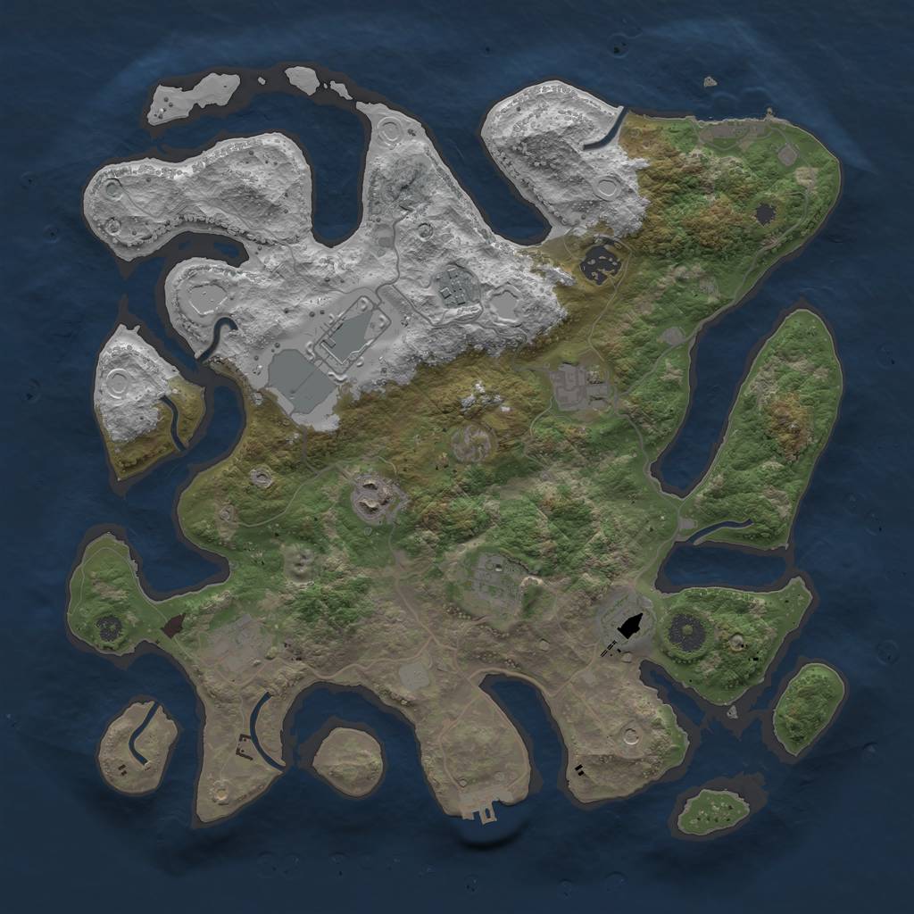 Rust Map: Procedural Map, Size: 3700, Seed: 14000, 16 Monuments
