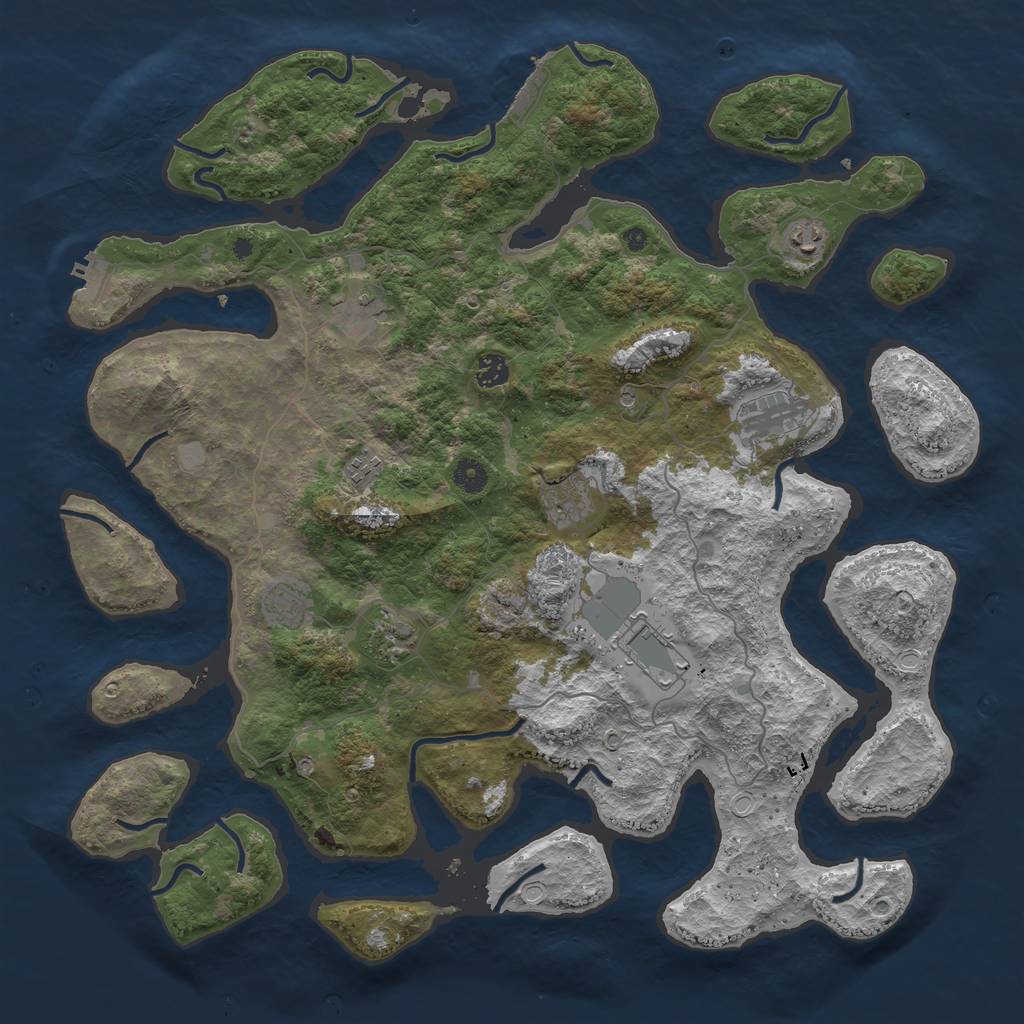 Rust Map: Procedural Map, Size: 4500, Seed: 4567142, 17 Monuments