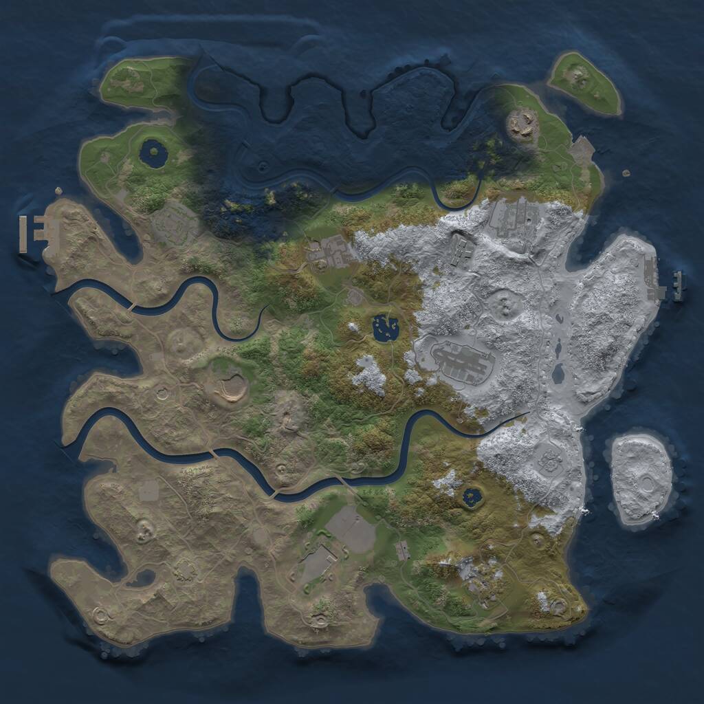 Rust Map: Procedural Map, Size: 3800, Seed: 815509195, 16 Monuments