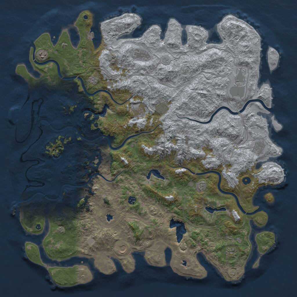 Rust Map: Procedural Map, Size: 5543, Seed: 873647411, 17 Monuments