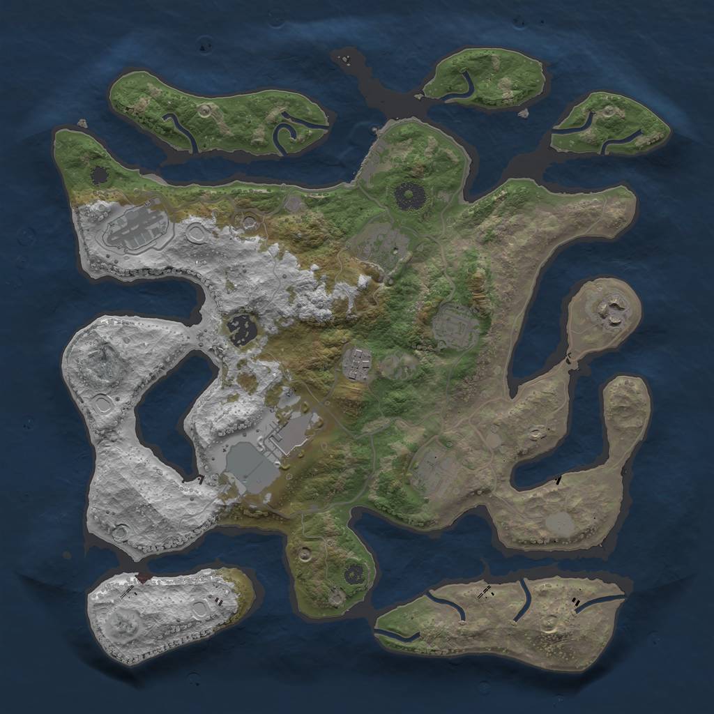 Rust Map: Procedural Map, Size: 3550, Seed: 886720, 15 Monuments