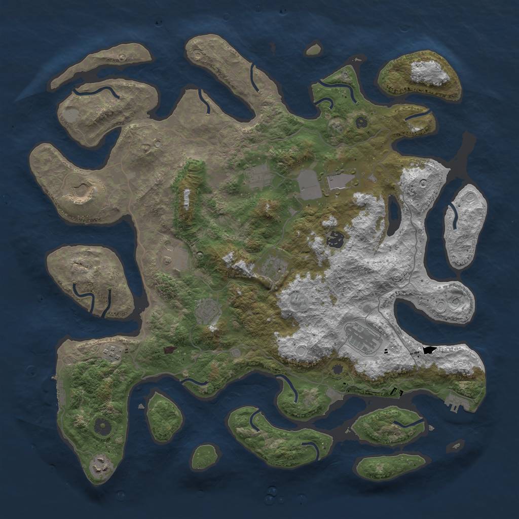 Rust Map: Procedural Map, Size: 4500, Seed: 19120114, 18 Monuments