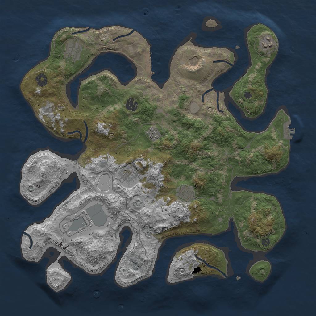 Rust Map: Procedural Map, Size: 3800, Seed: 1458500177, 16 Monuments