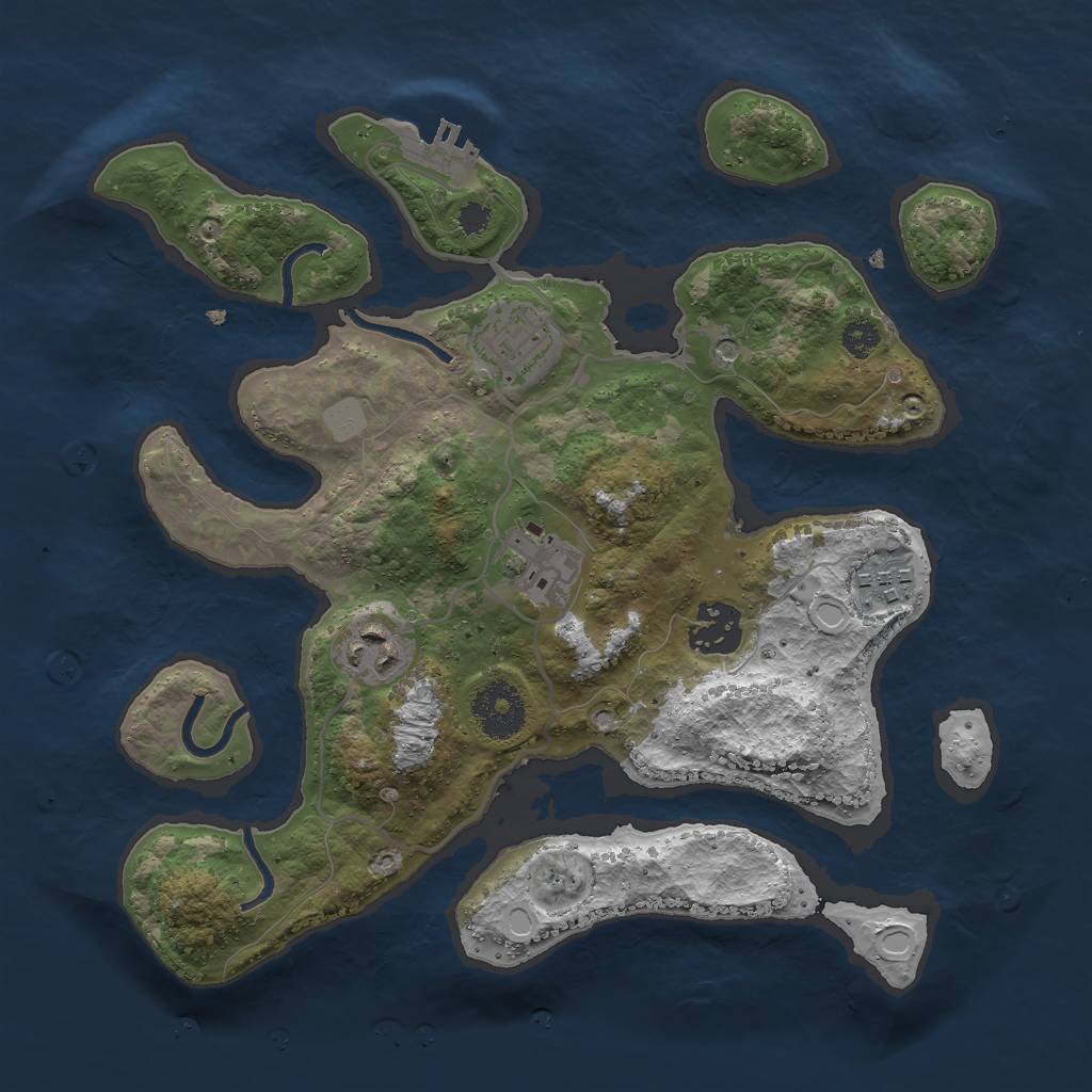 Rust Map: Procedural Map, Size: 3000, Seed: 1369907902, 12 Monuments