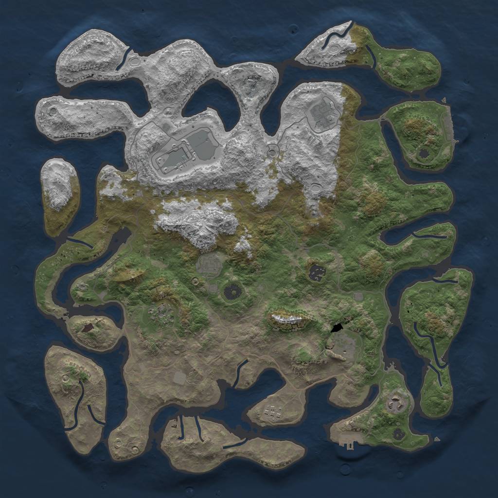 Rust Map: Procedural Map, Size: 4500, Seed: 318805334, 16 Monuments
