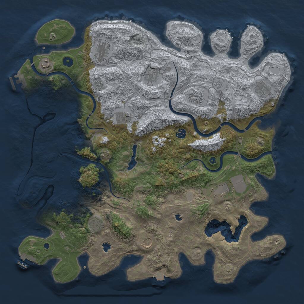 Rust Map: Procedural Map, Size: 4500, Seed: 1434440701, 17 Monuments