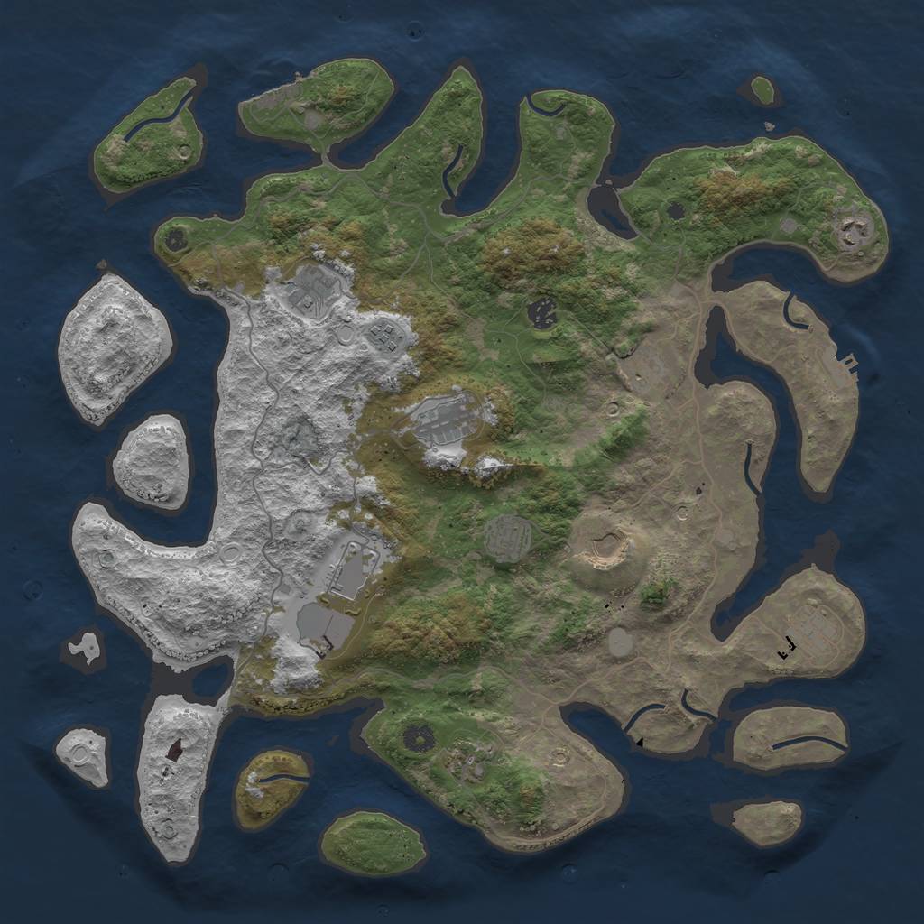 Rust Map: Procedural Map, Size: 4500, Seed: 100017, 19 Monuments