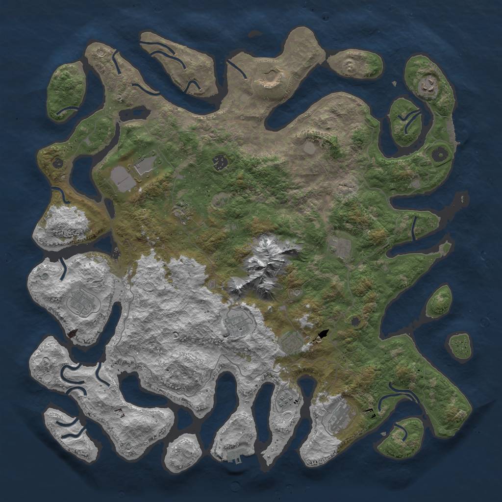 Rust Map: Procedural Map, Size: 5000, Seed: 1234221342, 19 Monuments