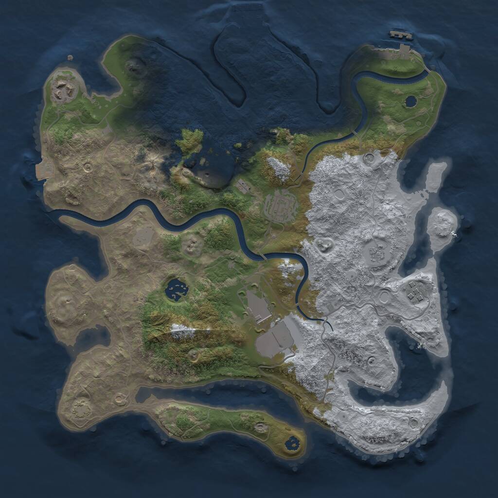 Rust Map: Procedural Map, Size: 3500, Seed: 1274867447, 12 Monuments