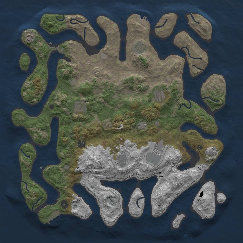 Rust Map: Procedural Map, Size: 4500, Seed: 212, 16 Monuments