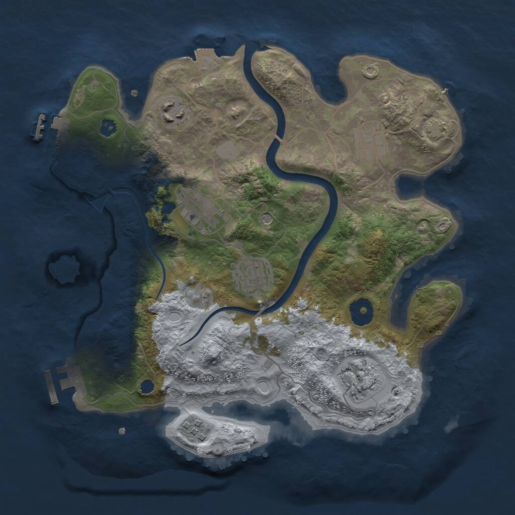 Rust Map: Procedural Map, Size: 3000, Seed: 78544, 11 Monuments
