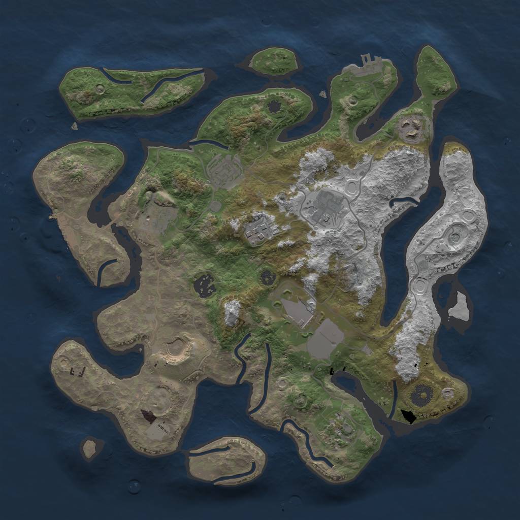 Rust Map: Procedural Map, Size: 3500, Seed: 68123, 17 Monuments