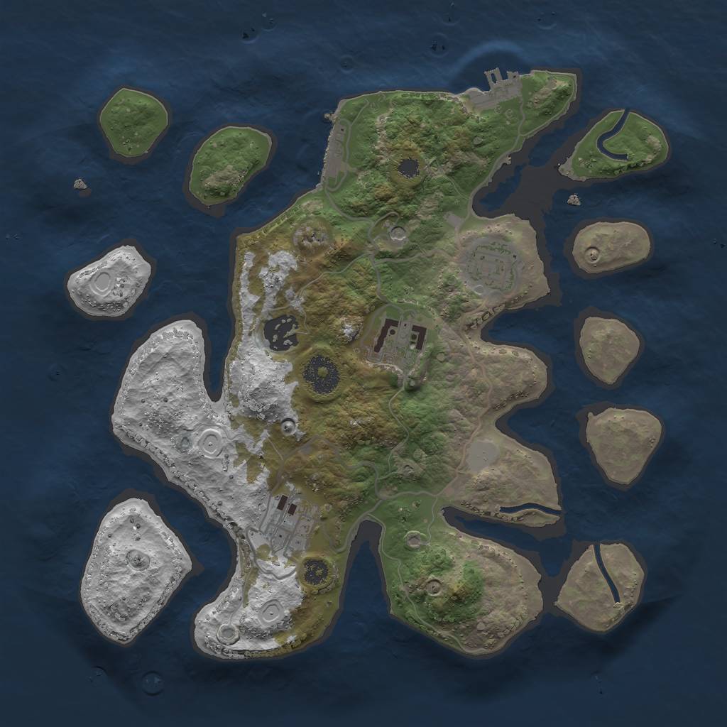 Rust Map: Procedural Map, Size: 3000, Seed: 884301461, 12 Monuments
