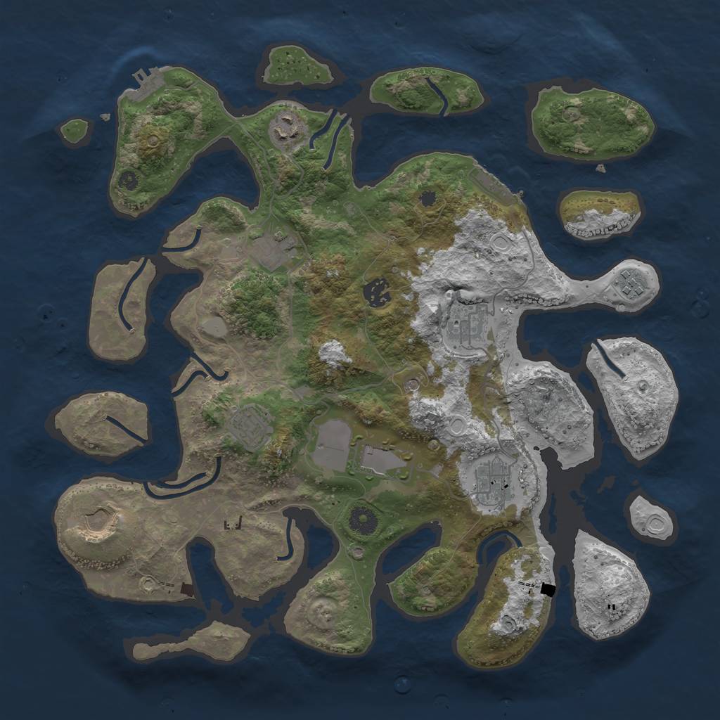 Rust Map: Procedural Map, Size: 3800, Seed: 812720104, 17 Monuments