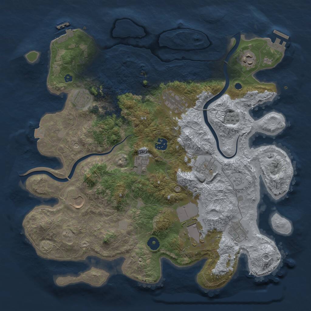 Rust Map: Procedural Map, Size: 3800, Seed: 812720104, 16 Monuments