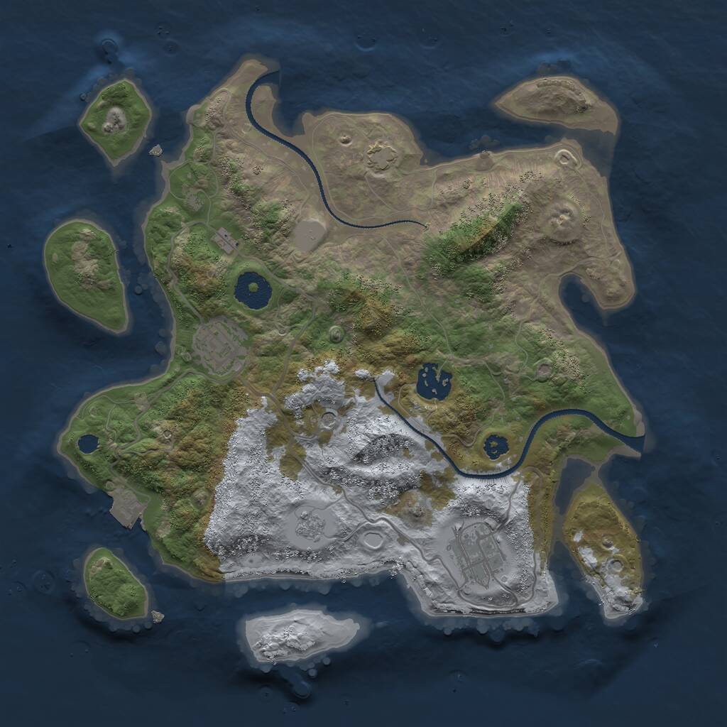 Rust Map: Procedural Map, Size: 3000, Seed: 887401, 7 Monuments
