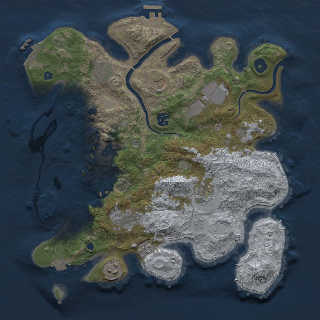 Rust Map: Procedural Map, Size: 3550, Seed: 878053, 15 Monuments