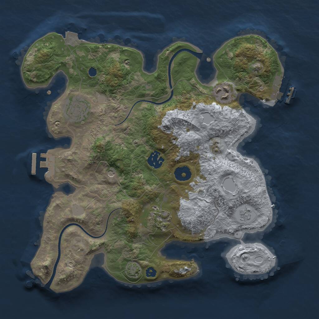 Rust Map: Procedural Map, Size: 3000, Seed: 650387, 10 Monuments