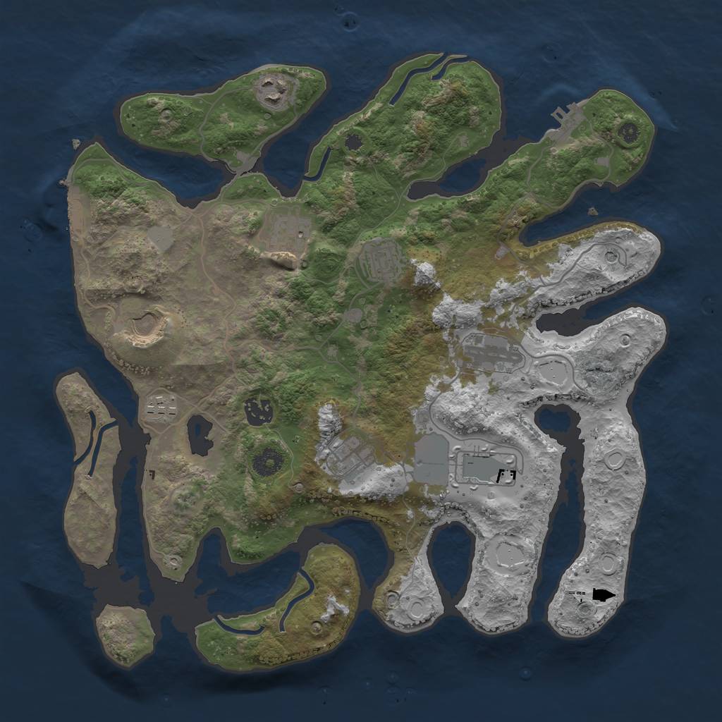 Rust Map: Procedural Map, Size: 3700, Seed: 10, 17 Monuments