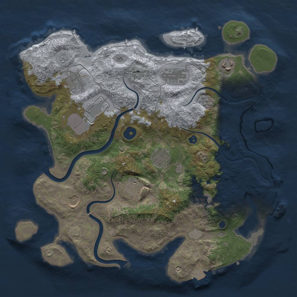 Rust Map: Procedural Map, Size: 3550, Seed: 801101, 14 Monuments