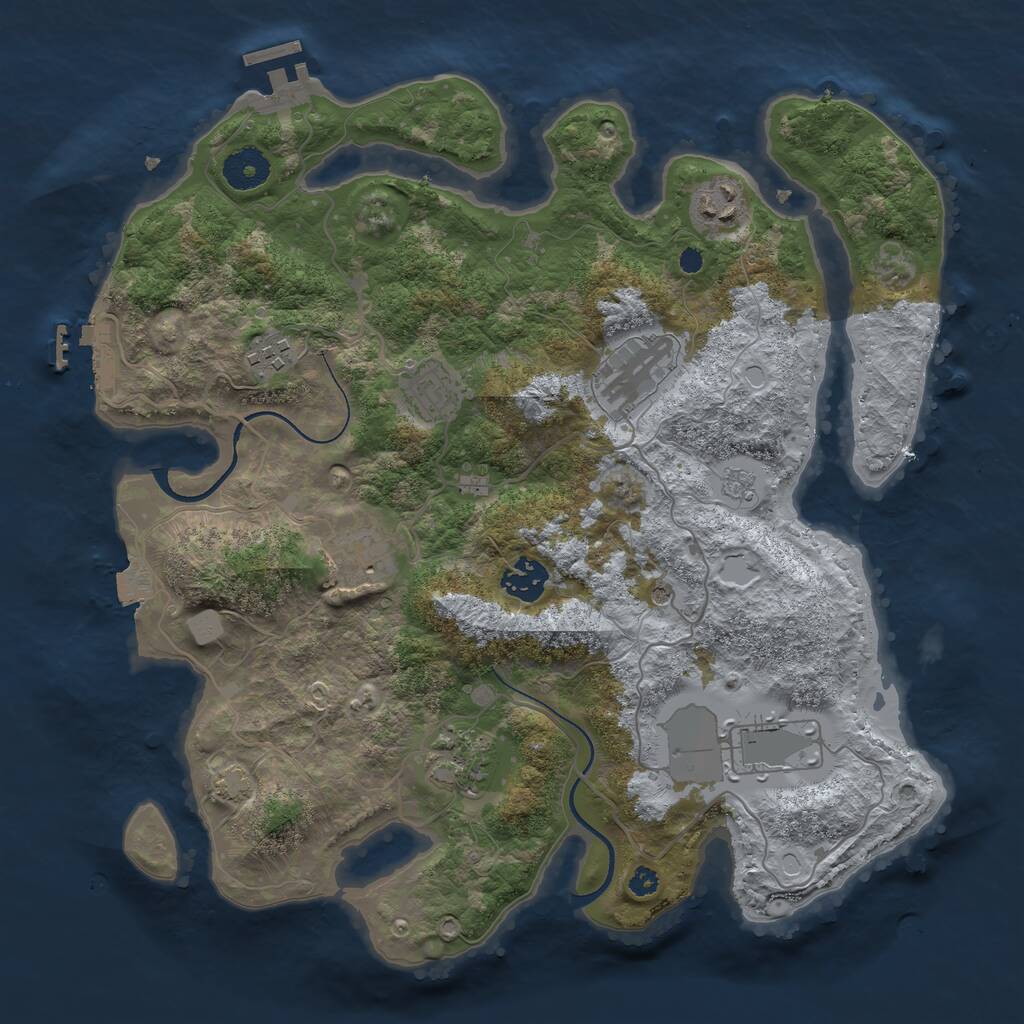 Rust Map: Procedural Map, Size: 3500, Seed: 424590074, 14 Monuments