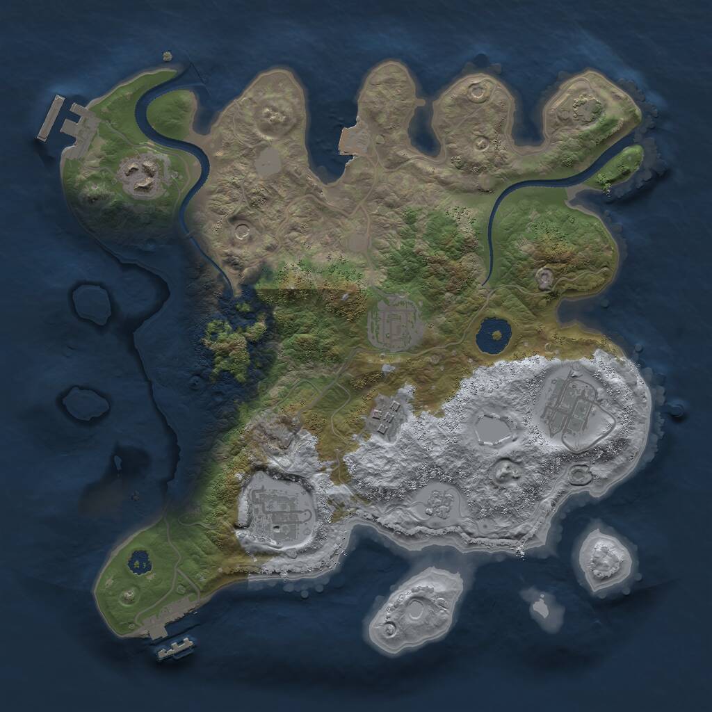 Rust Map: Procedural Map, Size: 3000, Seed: 846661745, 11 Monuments