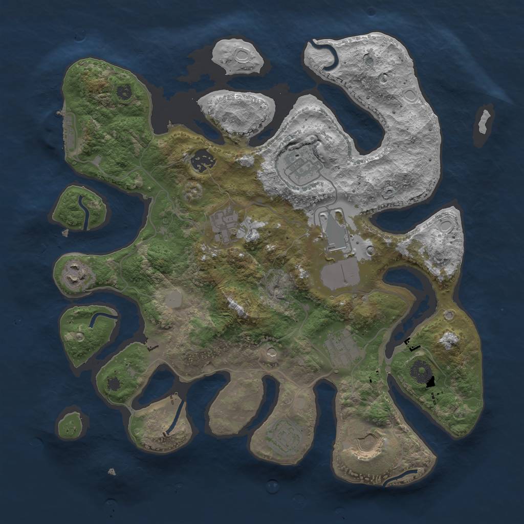 Rust Map: Procedural Map, Size: 3500, Seed: 434553, 15 Monuments