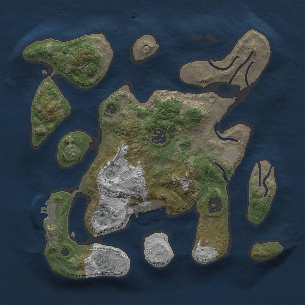 Rust Map: Procedural Map, Size: 3000, Seed: 510581, 10 Monuments