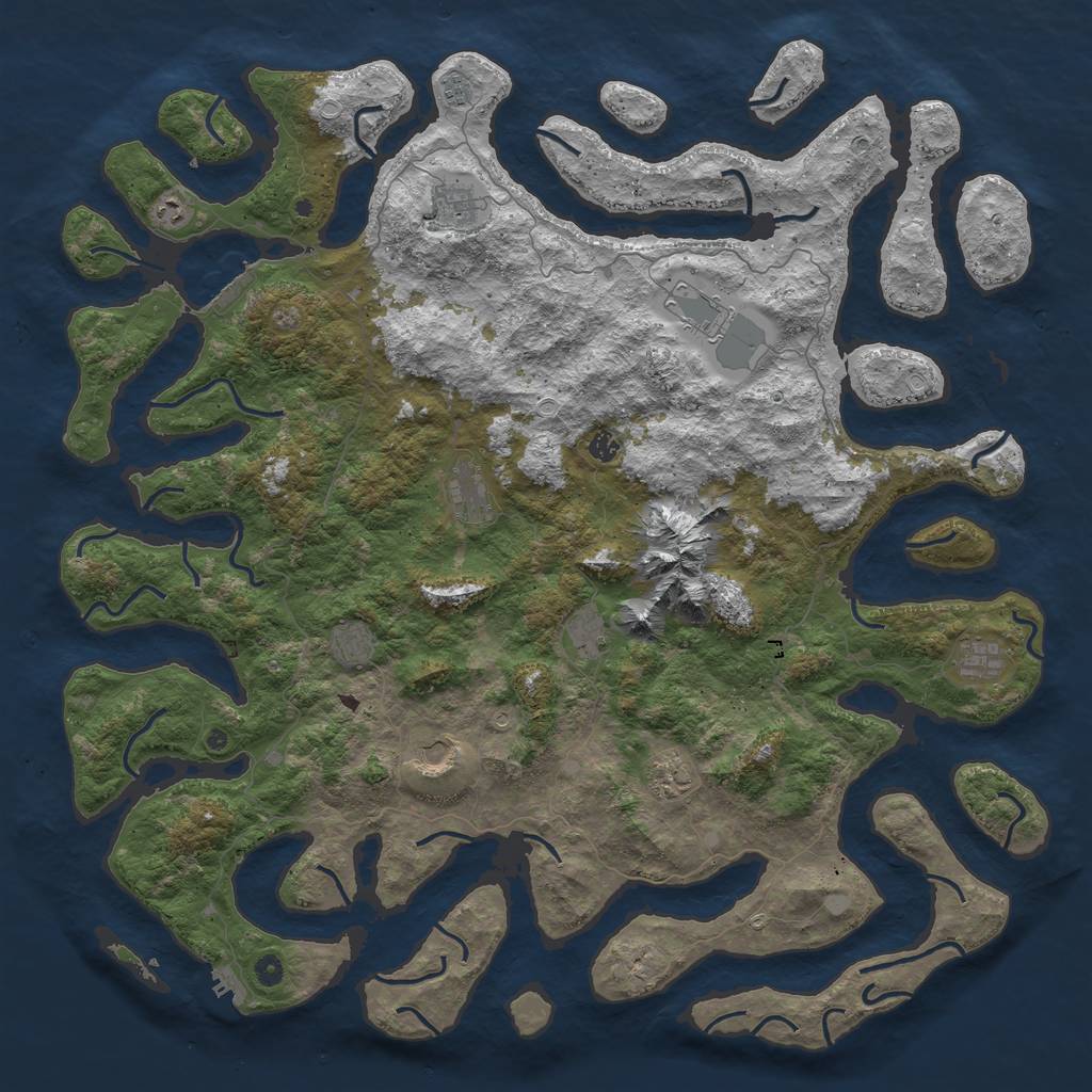 Rust Map: Procedural Map, Size: 5542, Seed: 654834621, 19 Monuments