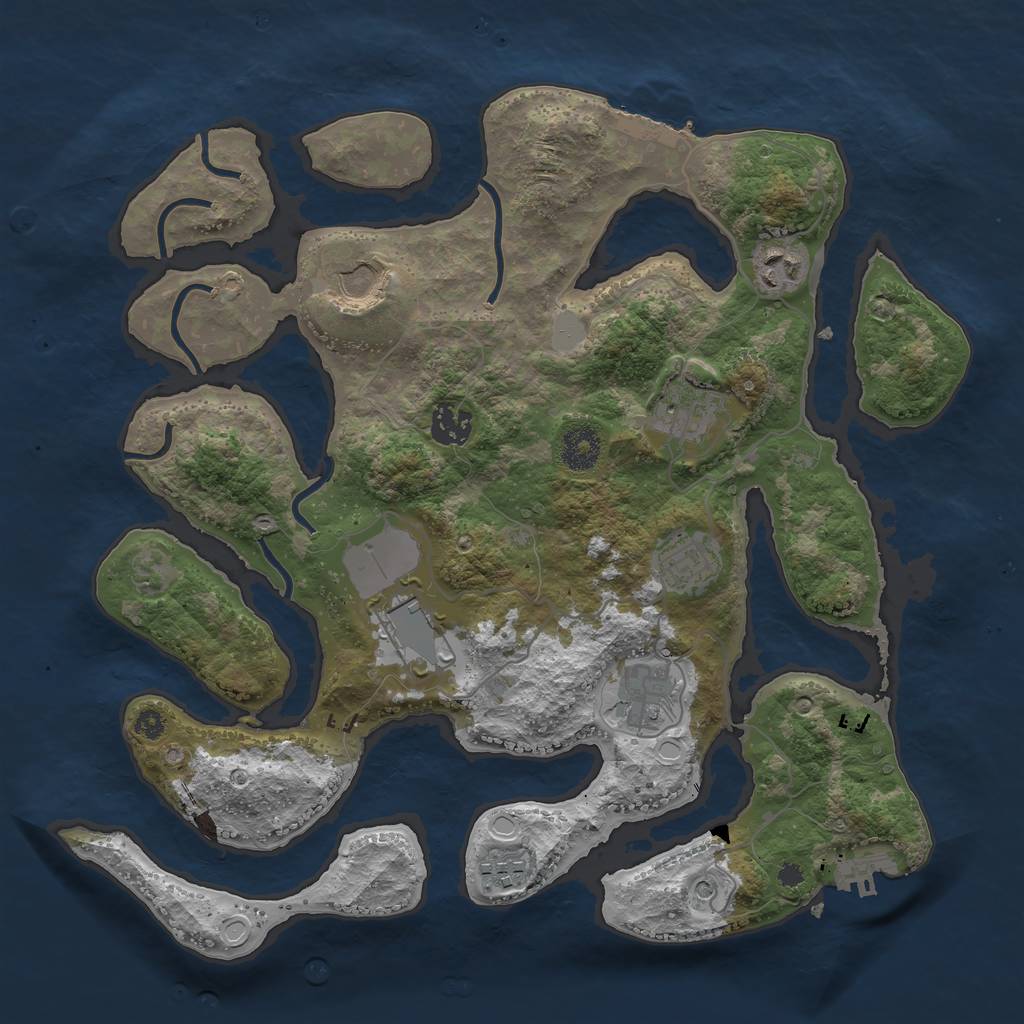 Rust Map: Procedural Map, Size: 3570, Seed: 993459, 16 Monuments