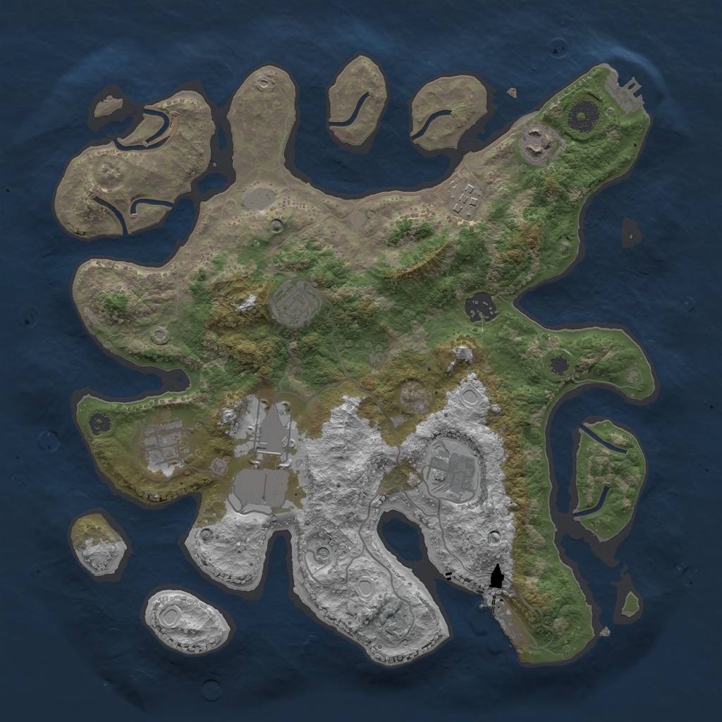 Rust Map: Procedural Map, Size: 3500, Seed: 2078620203, 15 Monuments