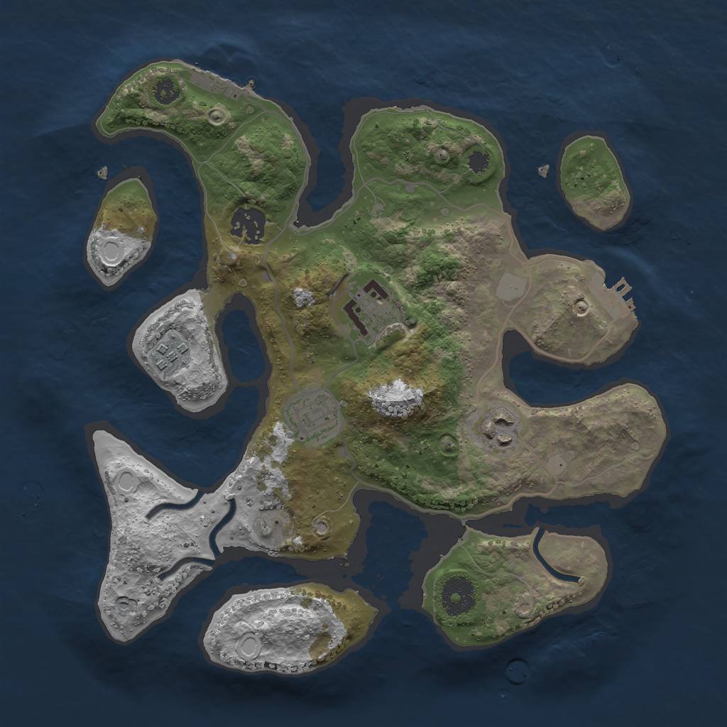 Rust Map: Procedural Map, Size: 3000, Seed: 543716, 12 Monuments