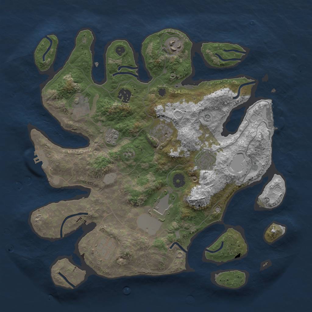 Rust Map: Procedural Map, Size: 3500, Seed: 1384774914, 16 Monuments
