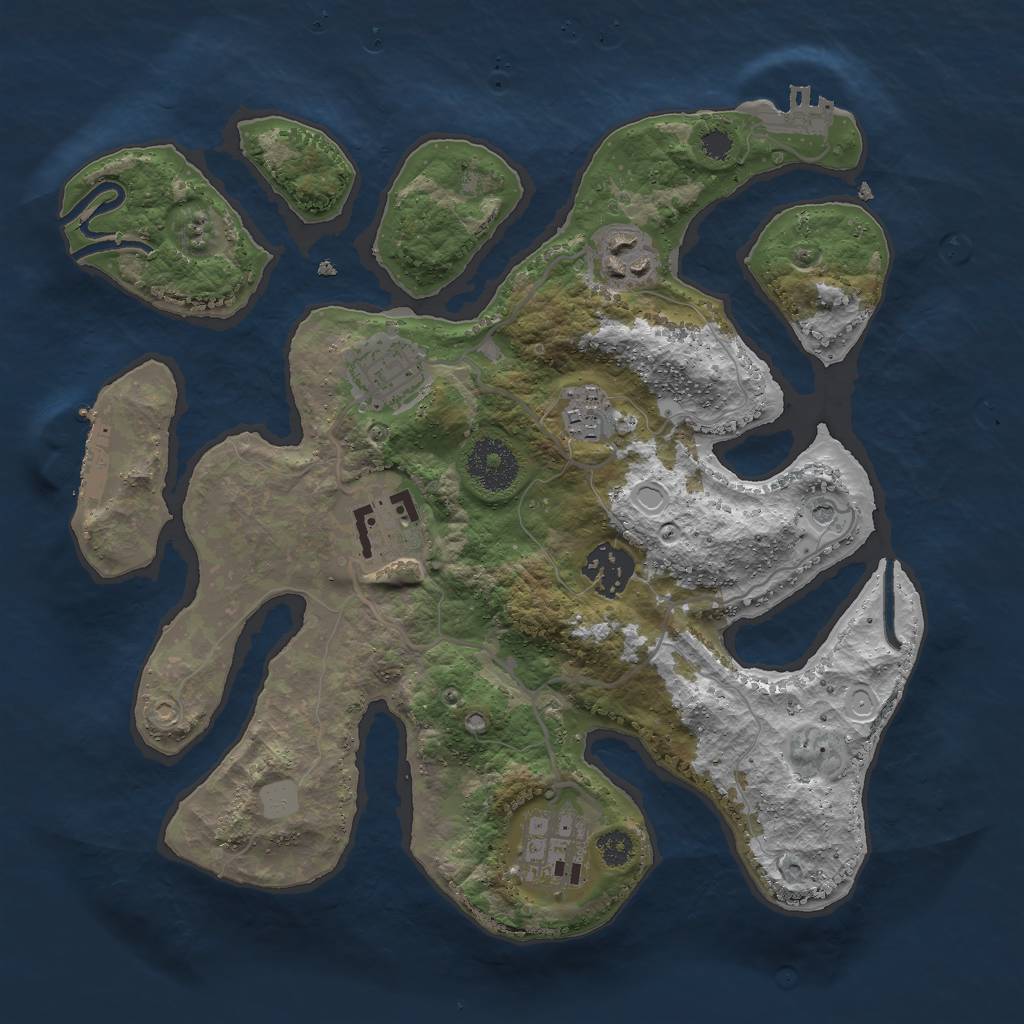 Rust Map: Procedural Map, Size: 3000, Seed: 3575979, 14 Monuments