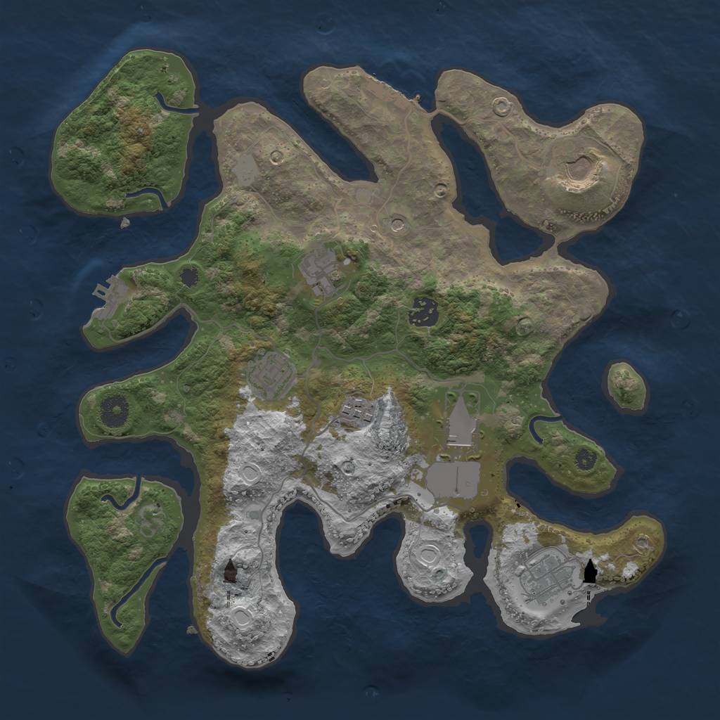 Rust Map: Procedural Map, Size: 3500, Seed: 2723017, 15 Monuments