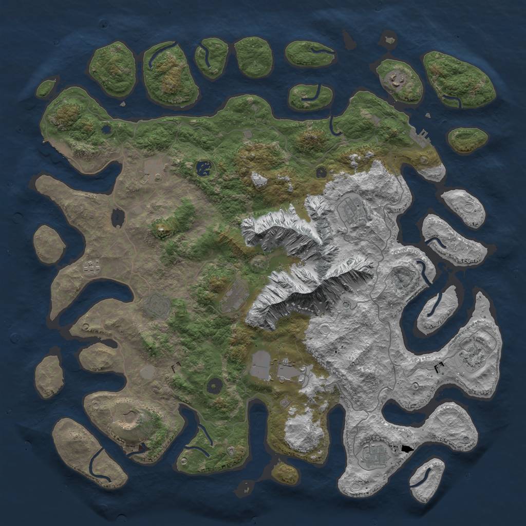 Rust Map: Procedural Map, Size: 5000, Seed: 8675310, 19 Monuments
