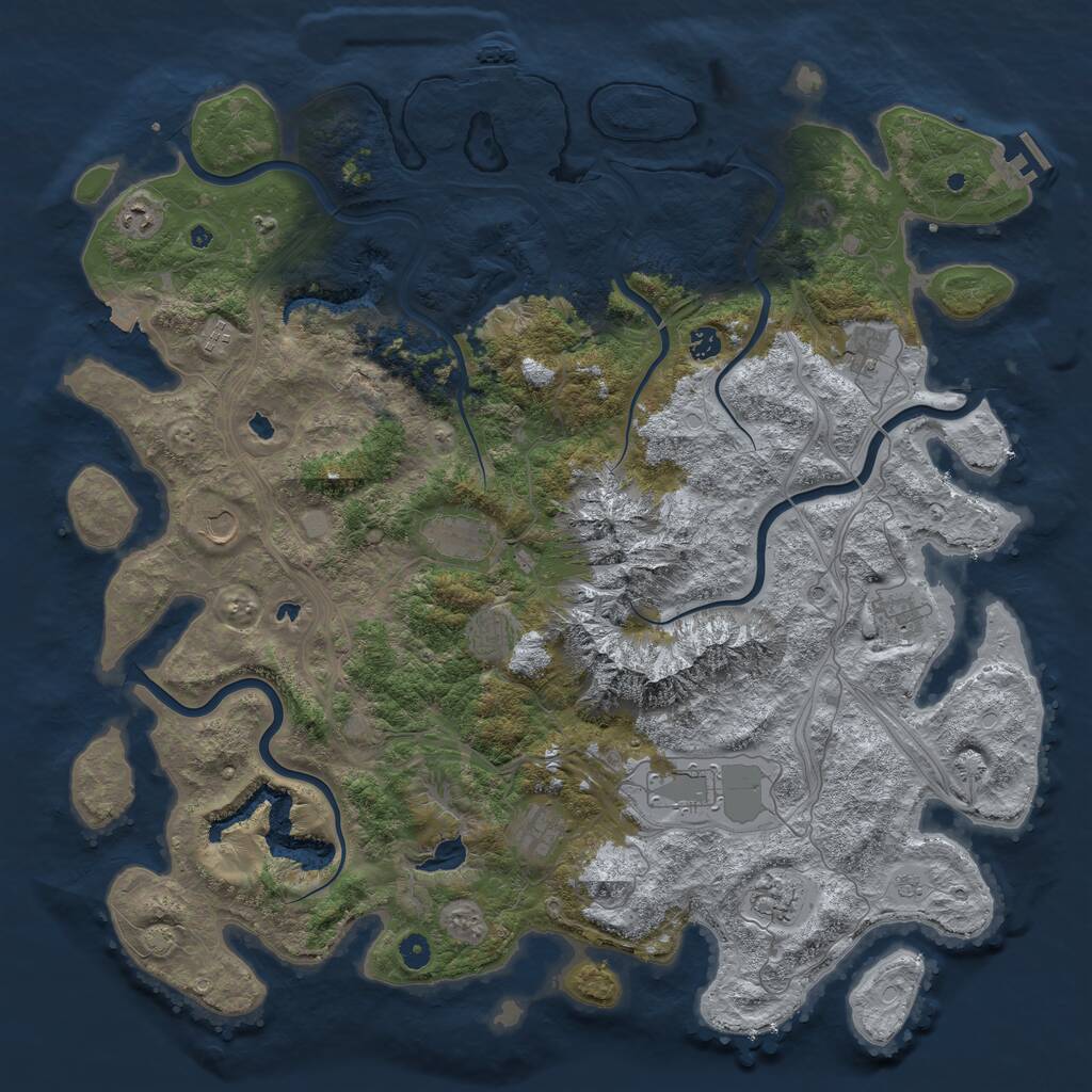 Rust Map: Procedural Map, Size: 5000, Seed: 8675310, 17 Monuments