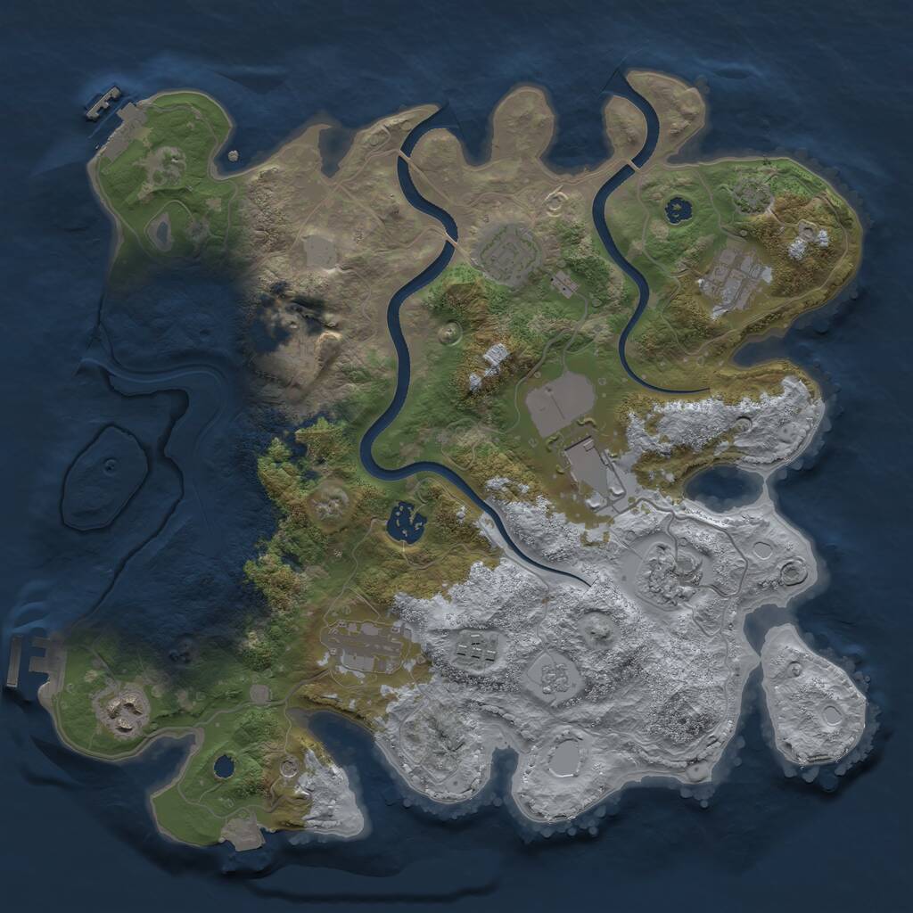 Rust Map: Procedural Map, Size: 3500, Seed: 1167710672, 15 Monuments